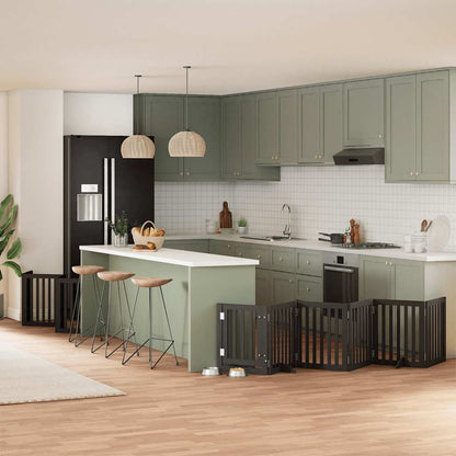 12-Tlg. Hundetor Mit Tür Faltbar 600 Cm Pappelholz