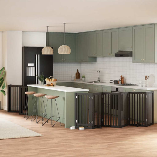 12-Tlg. Hundetor Mit Tür Faltbar 600 Cm Pappelholz