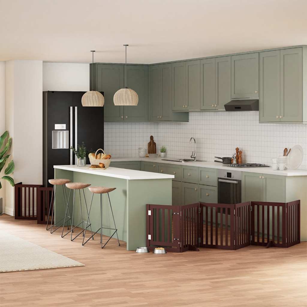 12-Tlg. Hundetor Mit Tür Faltbar 600 Cm Pappelholz