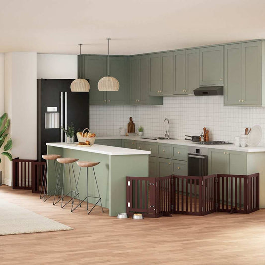 15-Tlg. Hundetor Mit Tür Faltbar 750 Cm Pappelholz