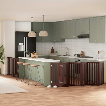 9-Tlg. Hundetor Mit Tür Faltbar 450 Cm Pappelholz