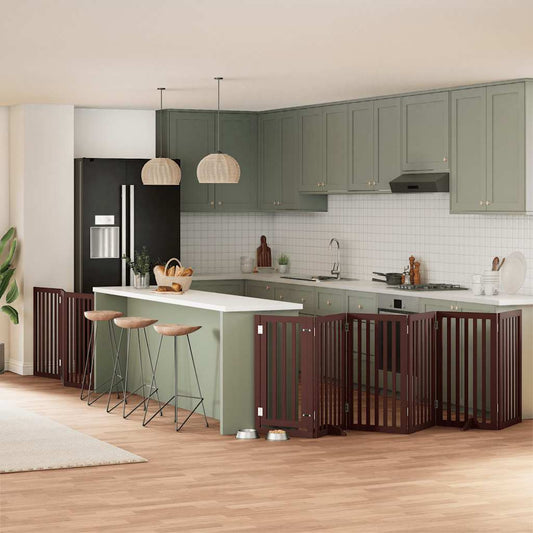 9-Tlg. Hundetor Mit Tür Faltbar 450 Cm Pappelholz