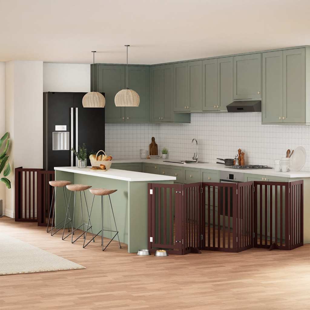 12-Tlg. Hundetor Mit Tür Faltbar 600 Cm Pappelholz