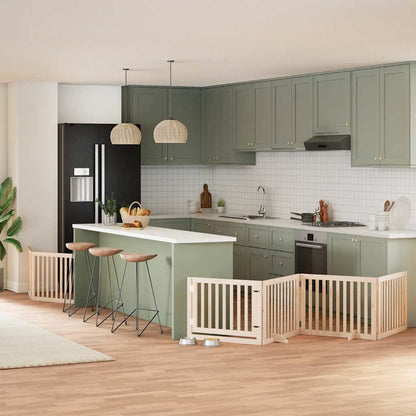 6-Tlg. Hundetor Mit Tür Faltbar 480 Cm Pappelholz