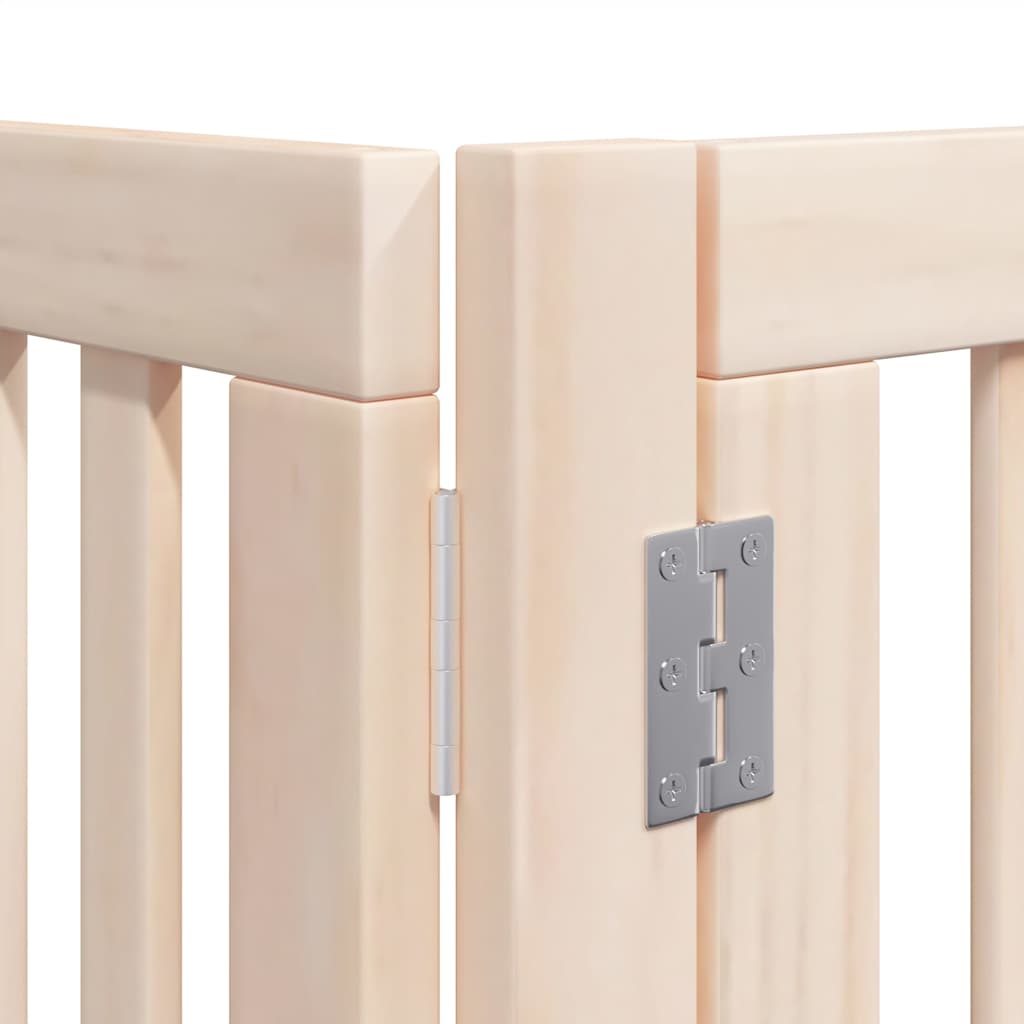 8-Tlg. Hundetor Mit Tür Faltbar 640 Cm Pappelholz