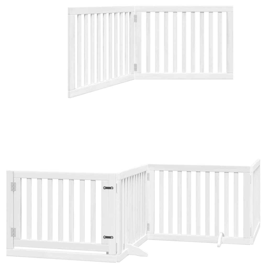 6-Tlg. Hundetor Mit Tür Faltbar 480 Cm Pappelholz