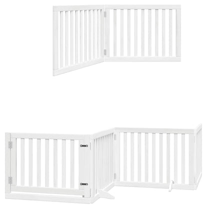 6-Tlg. Hundetor Mit Tür Faltbar 480 Cm Pappelholz