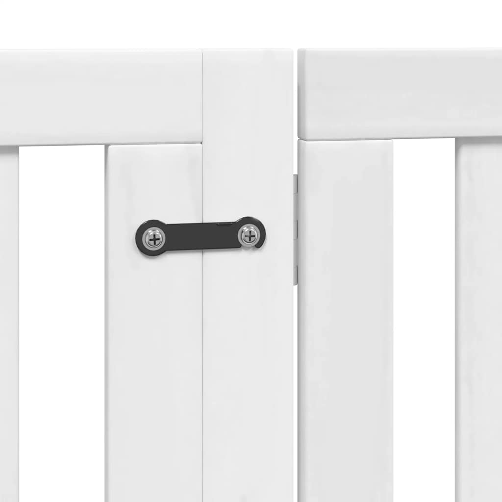 8-Tlg. Hundetor Mit Tür Faltbar 640 Cm Pappelholz