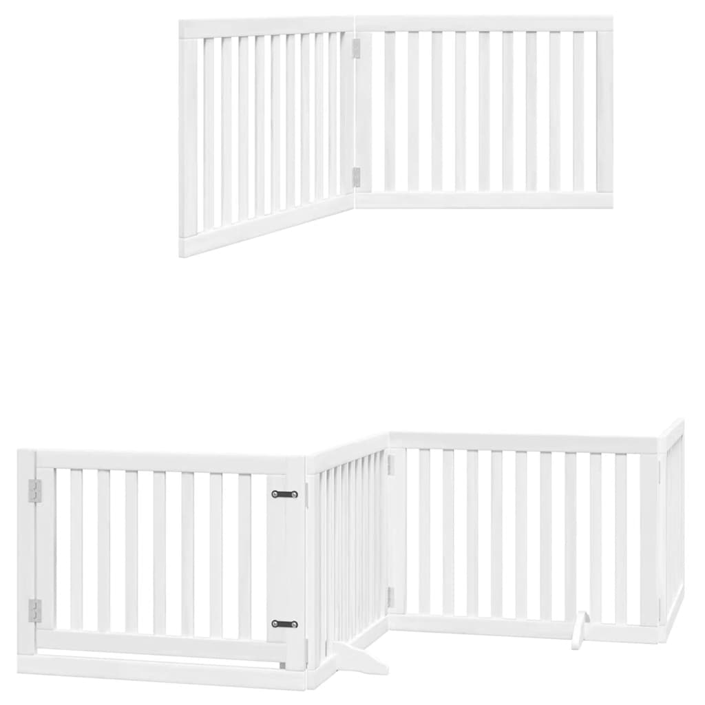 10-Tlg. Hundetor Mit Tür Faltbar 800 Cm Pappelholz