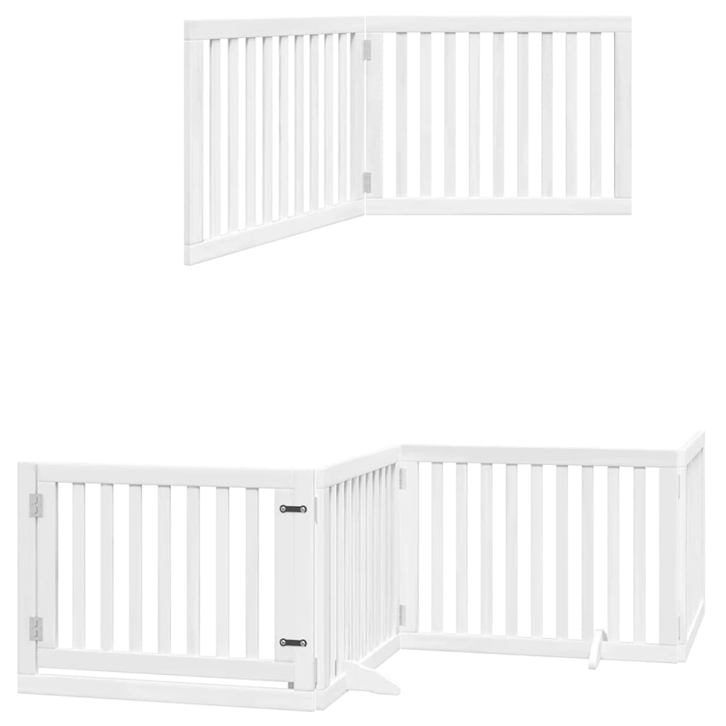 12-Tlg. Hundetor Mit Tür Faltbar 960 Cm Pappelholz