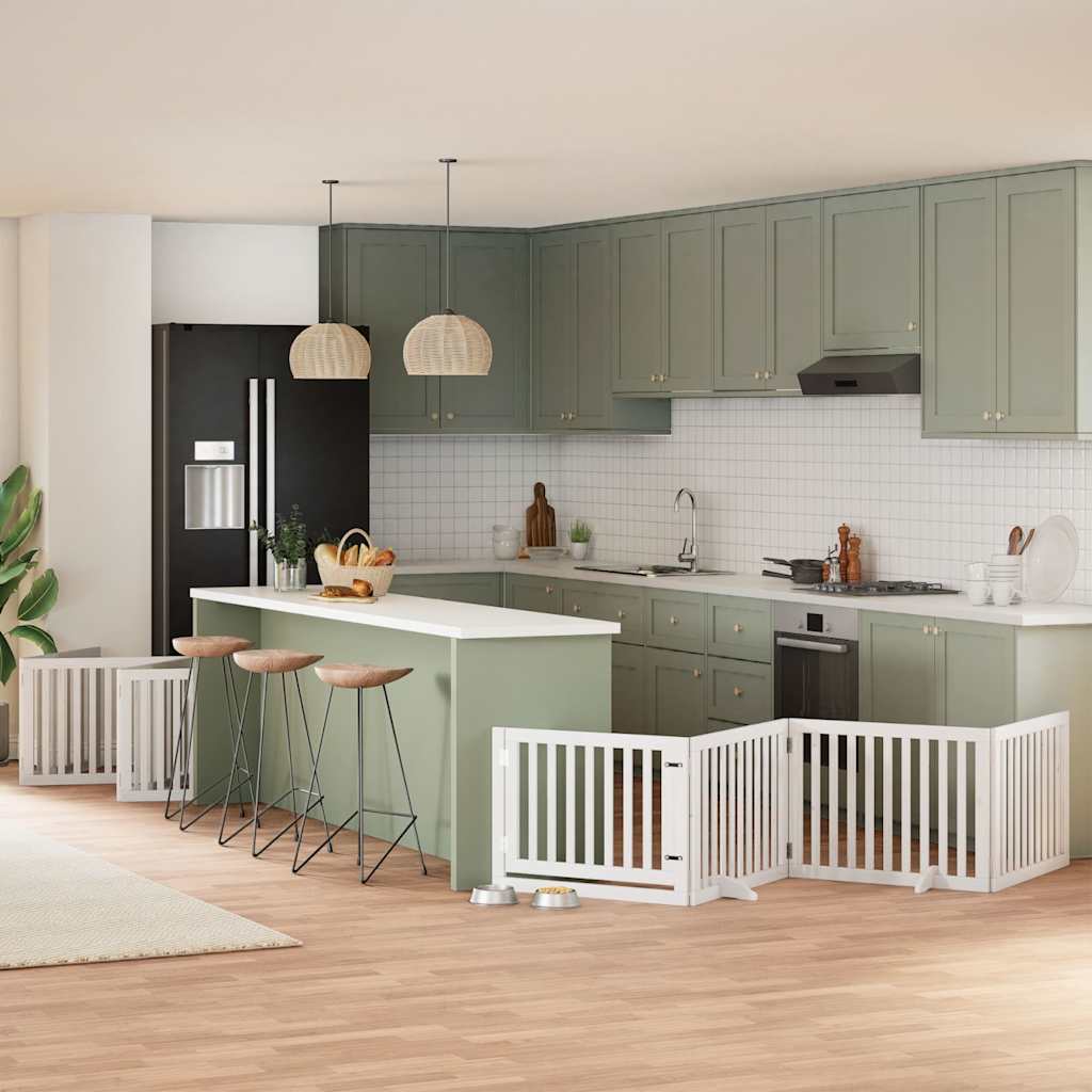 12-Tlg. Hundetor Mit Tür Faltbar 960 Cm Pappelholz