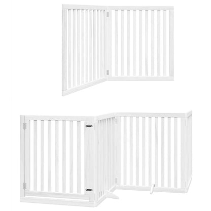 8-Tlg. Hundetor Mit Tür Faltbar 640 Cm Pappelholz