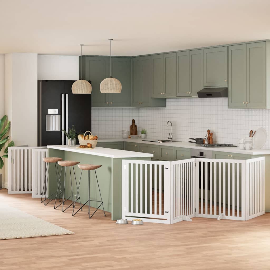 10-Tlg. Hundetor Mit Tür Faltbar 800 Cm Pappelholz