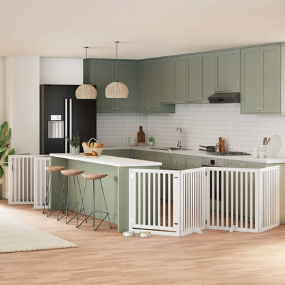 10-Tlg. Hundetor Mit Tür Faltbar 800 Cm Pappelholz