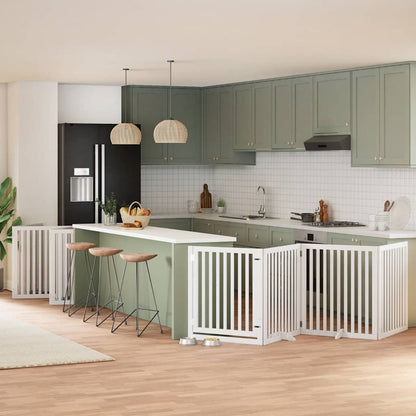 12-Tlg. Hundetor Mit Tür Faltbar 960 Cm Pappelholz