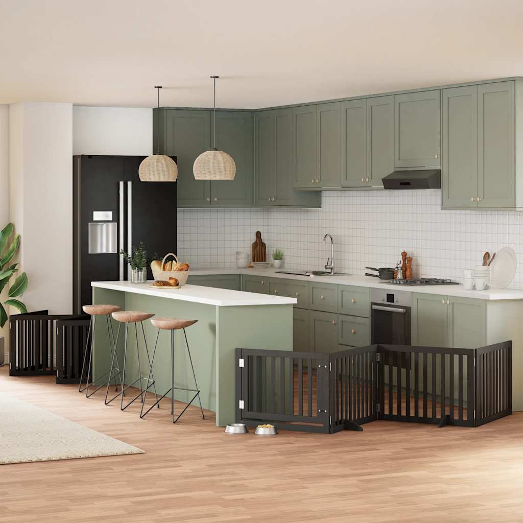 10-Tlg. Hundetor Mit Tür Faltbar 800 Cm Pappelholz