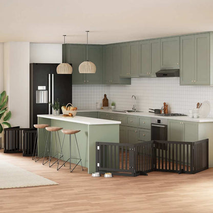 10-Tlg. Hundetor Mit Tür Faltbar 800 Cm Pappelholz