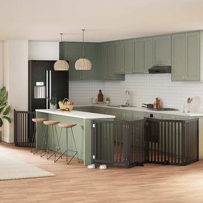 6-Tlg. Hundetor Mit Tür Faltbar 480 Cm Pappelholz