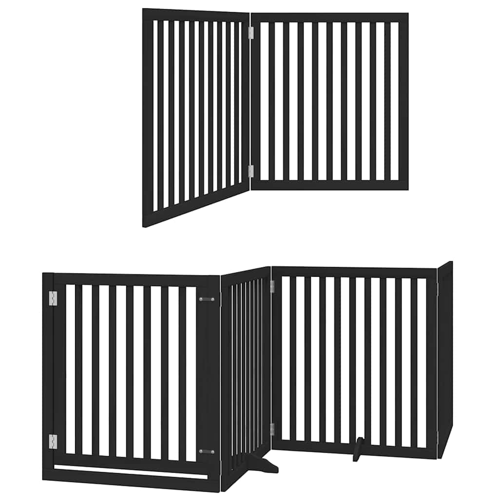 8-Tlg. Hundetor Mit Tür Faltbar 640 Cm Pappelholz