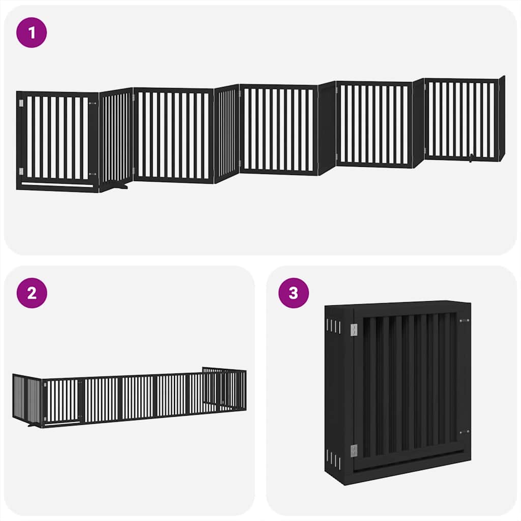 10-Tlg. Hundetor Mit Tür Faltbar 800 Cm Pappelholz