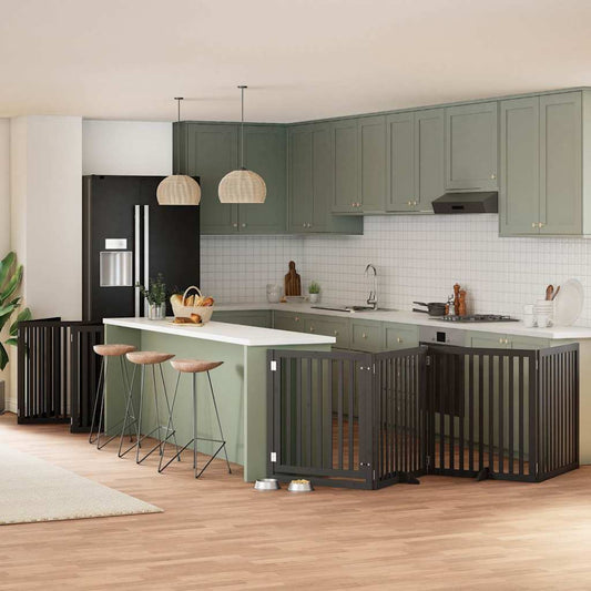 12-Tlg. Hundetor Mit Tür Faltbar 960 Cm Pappelholz