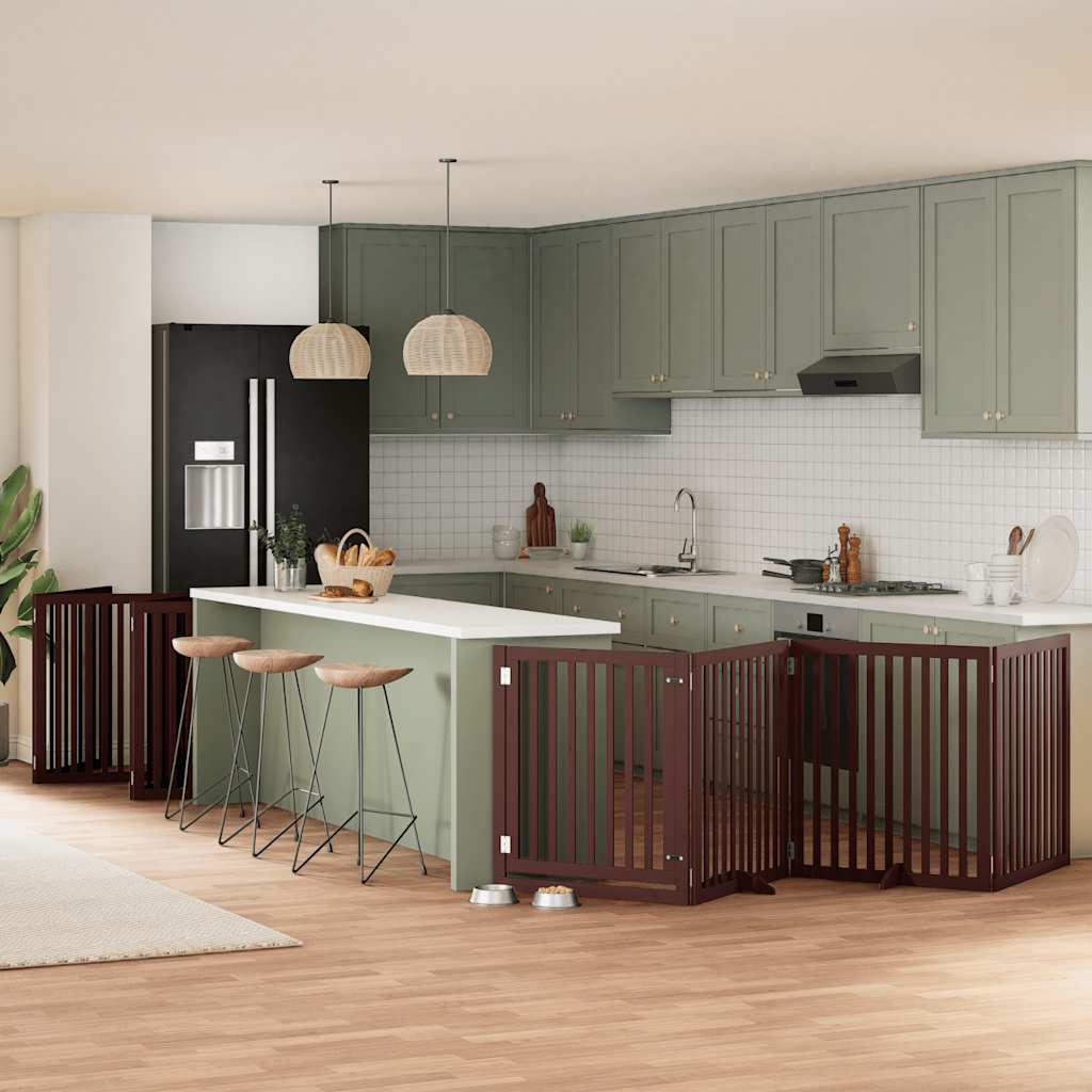 12-Tlg. Hundetor Mit Tür Faltbar 960 Cm Pappelholz