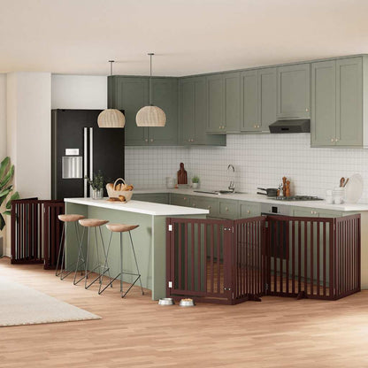 12-Tlg. Hundetor Mit Tür Faltbar 960 Cm Pappelholz