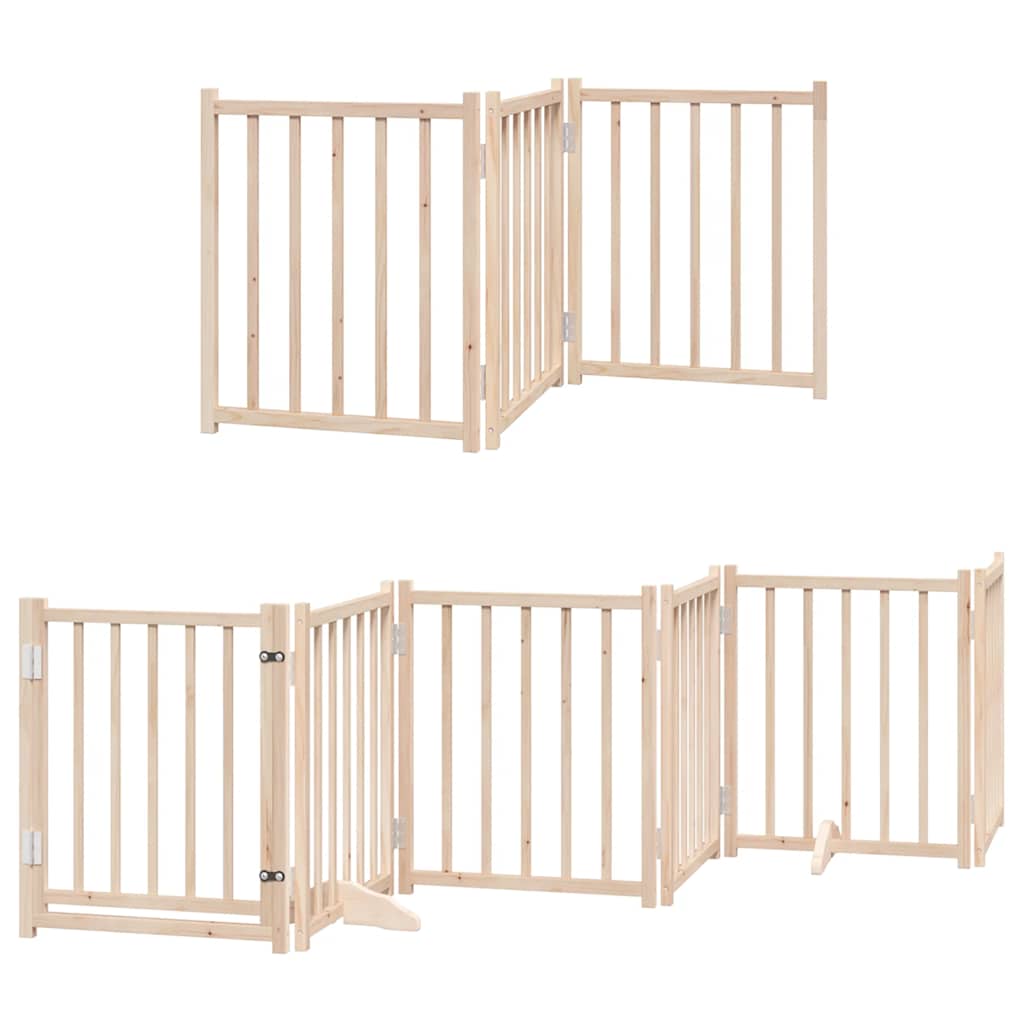 15-Tlg. Hundetor Mit Tür Faltbar 750 Cm Pappelholz