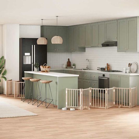 15-Tlg. Hundetor Mit Tür Faltbar 750 Cm Pappelholz