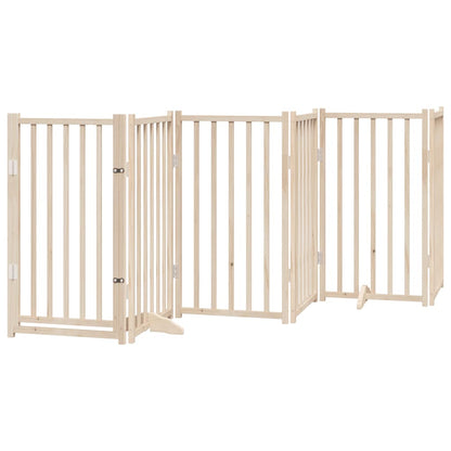 12-Tlg. Hundetor Mit Tür Faltbar 600 Cm Pappelholz