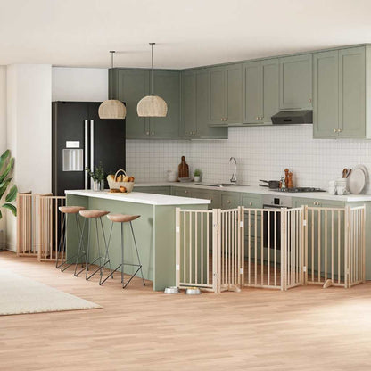 15-Tlg. Hundetor Mit Tür Faltbar 750 Cm Pappelholz