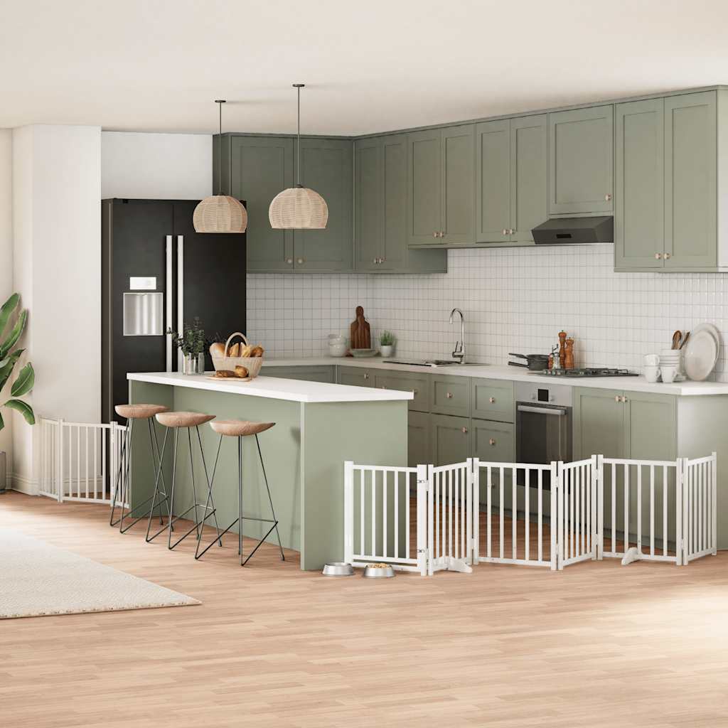 9-Tlg. Hundetor Mit Tür Faltbar 450 Cm Pappelholz