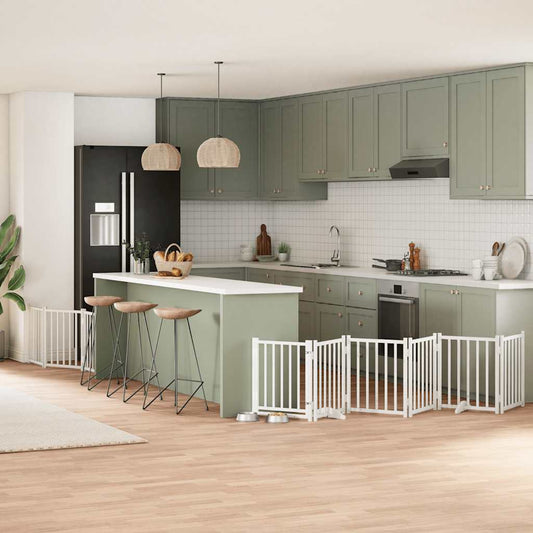 9-Tlg. Hundetor Mit Tür Faltbar 450 Cm Pappelholz