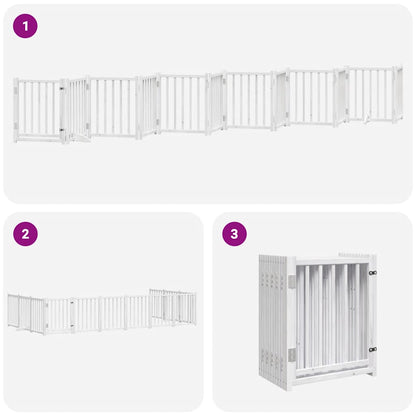 12-Tlg. Hundetor Mit Tür Faltbar 600 Cm Pappelholz