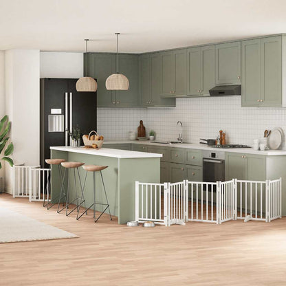 12-Tlg. Hundetor Mit Tür Faltbar 600 Cm Pappelholz