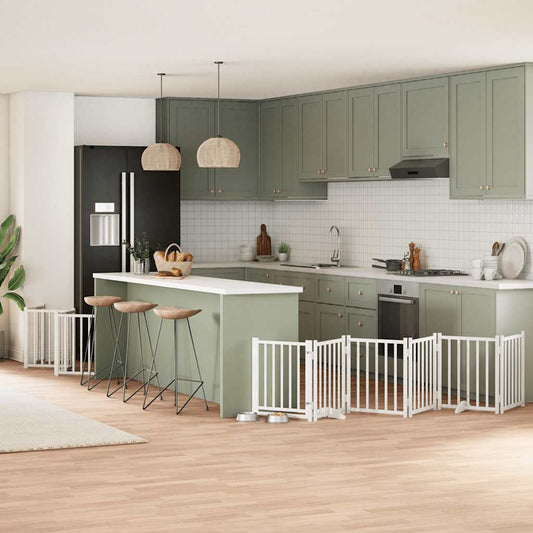 12-Tlg. Hundetor Mit Tür Faltbar 600 Cm Pappelholz