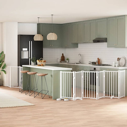 9-Tlg. Hundetor Mit Tür Faltbar 450 Cm Pappelholz