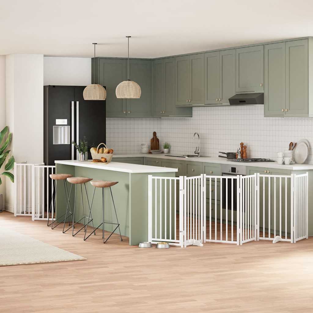 15-Tlg. Hundetor Mit Tür Faltbar 750 Cm Pappelholz