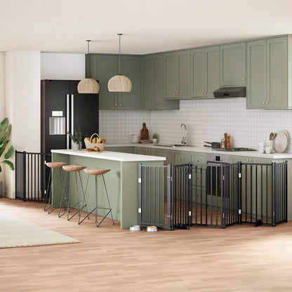 9-Tlg. Hundetor Mit Tür Faltbar 450 Cm Pappelholz