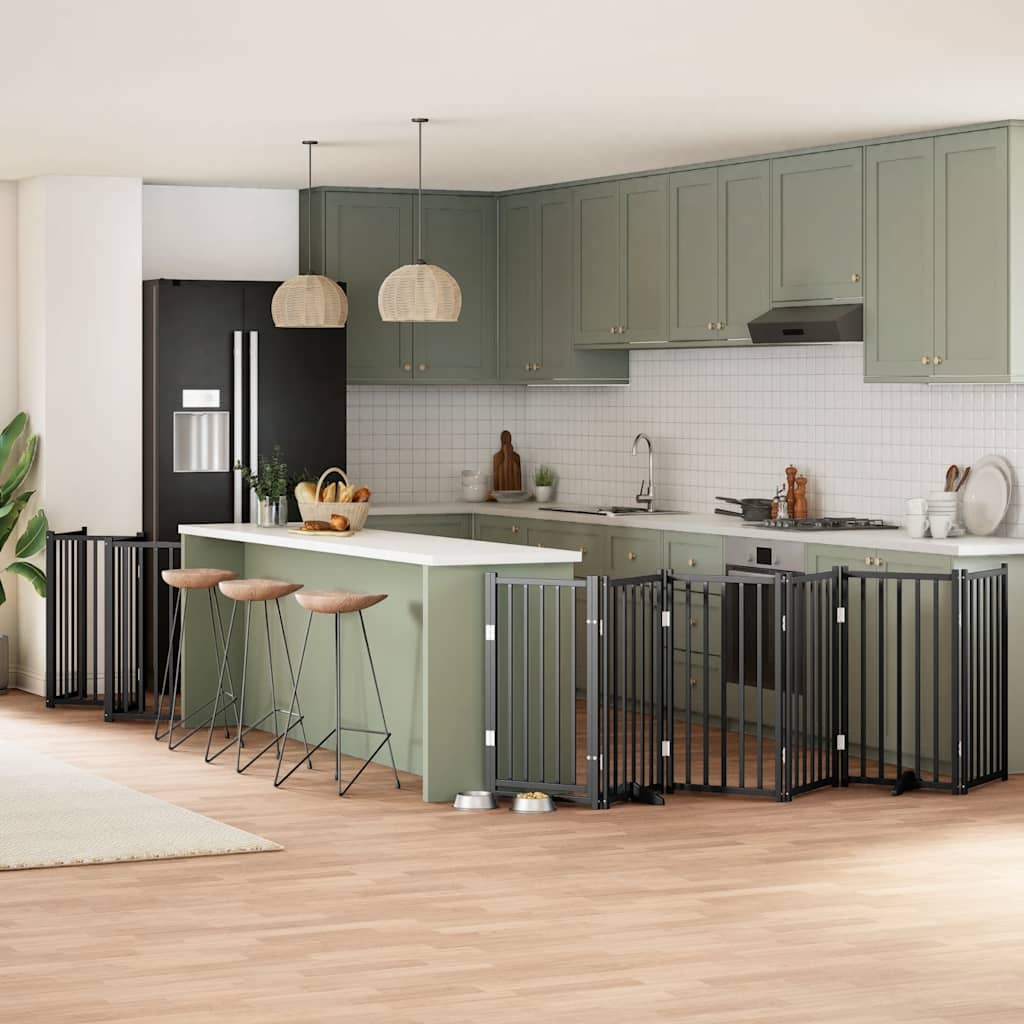 12-Tlg. Hundetor Mit Tür Faltbar 600 Cm Pappelholz