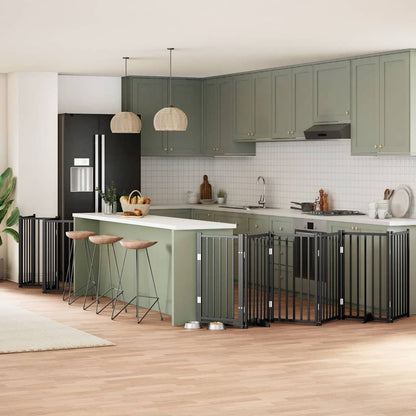 12-Tlg. Hundetor Mit Tür Faltbar 600 Cm Pappelholz