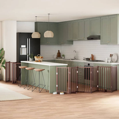 12-Tlg. Hundetor Mit Tür Faltbar 600 Cm Pappelholz