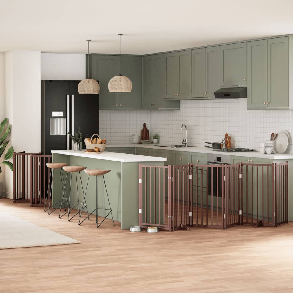 15-Tlg. Hundetor Mit Tür Faltbar 750 Cm Pappelholz