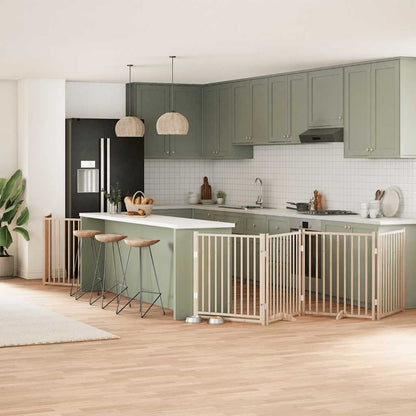 10-Tlg. Hundetor Mit Tür Faltbar 800 Cm Pappelholz