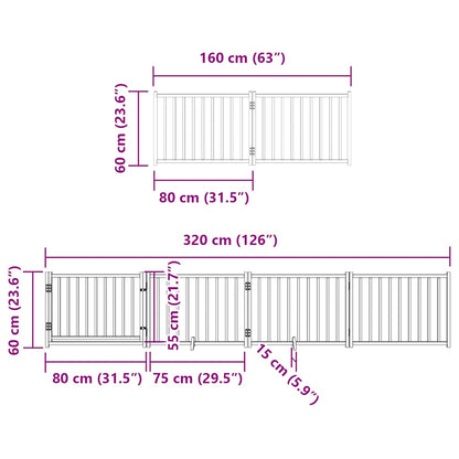 6-Tlg. Hundetor Mit Tür Faltbar 480 Cm Pappelholz