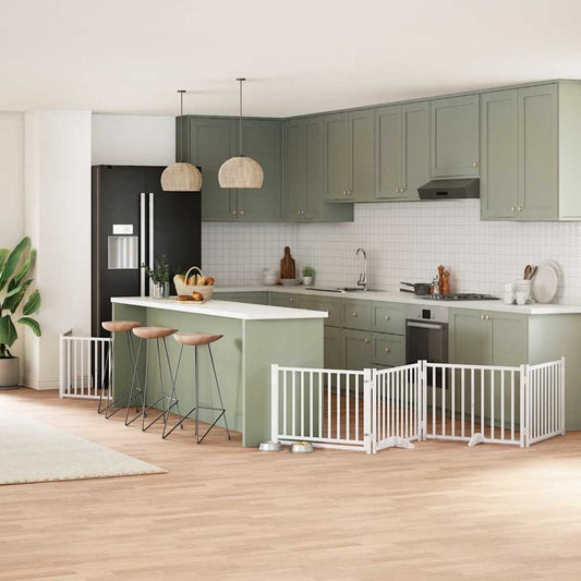 10-Tlg. Hundetor Mit Tür Faltbar 800 Cm Pappelholz