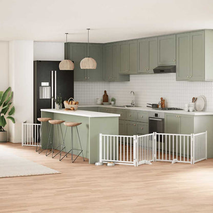 12-Tlg. Hundetor Mit Tür Faltbar 960 Cm Pappelholz