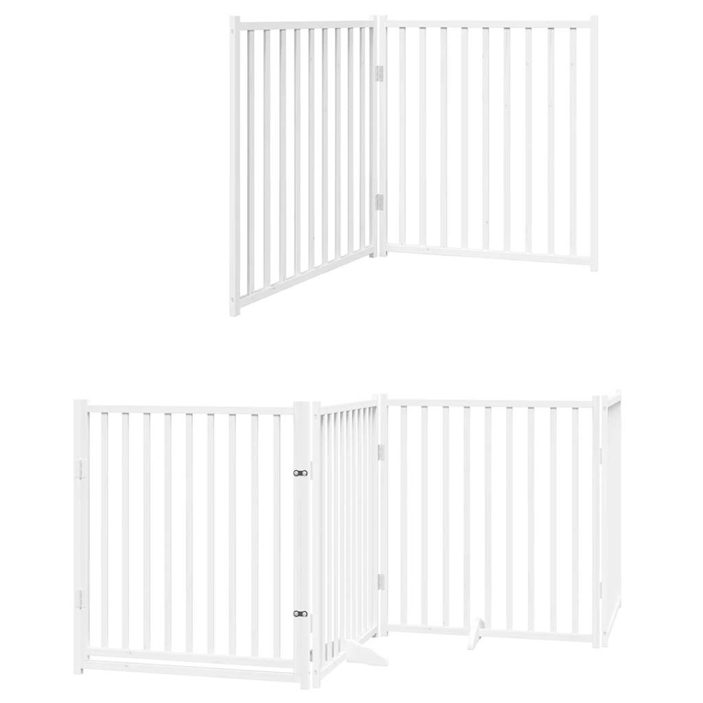 10-Tlg. Hundetor Mit Tür Faltbar 800 Cm Pappelholz