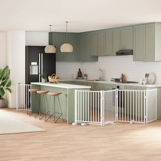 12-Tlg. Hundetor Mit Tür Faltbar 960 Cm Pappelholz