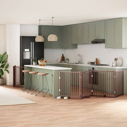 10-Tlg. Hundetor Mit Tür Faltbar 800 Cm Pappelholz